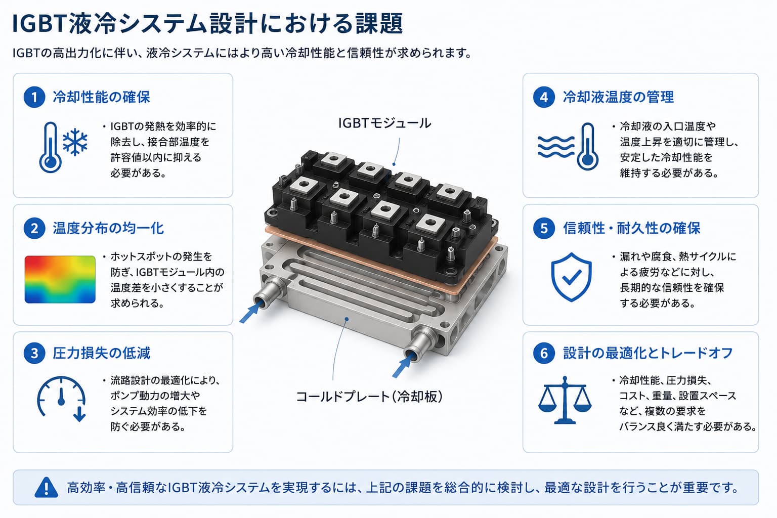 IGBT液冷システム設計における課題の解説図