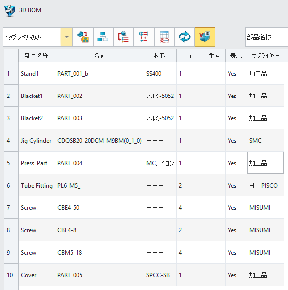 ユニット内部品改訂と追加後の3D BOM