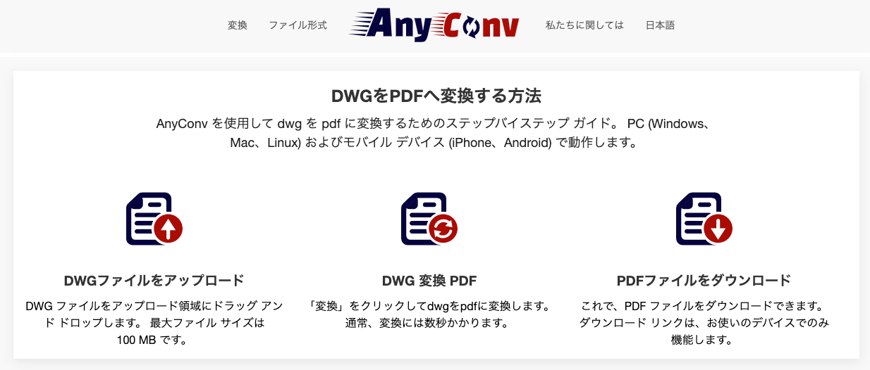 anyconvの操作画面