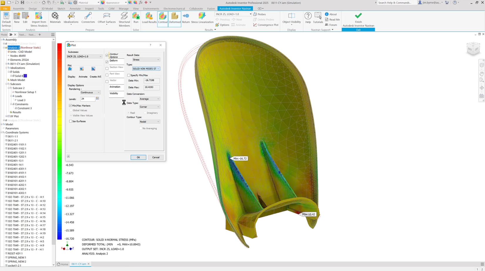 Inventor Nastran(Autodesk)による構造解析結果
